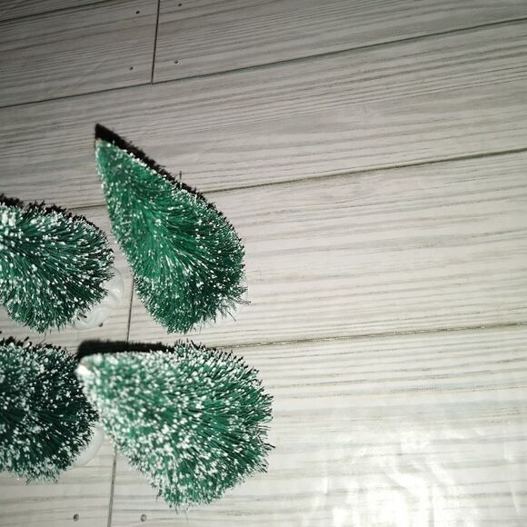 Village Accessories Vintage Frosted Topiary Trees Set of 9 Christmas Holiday - Picture 3 of 8